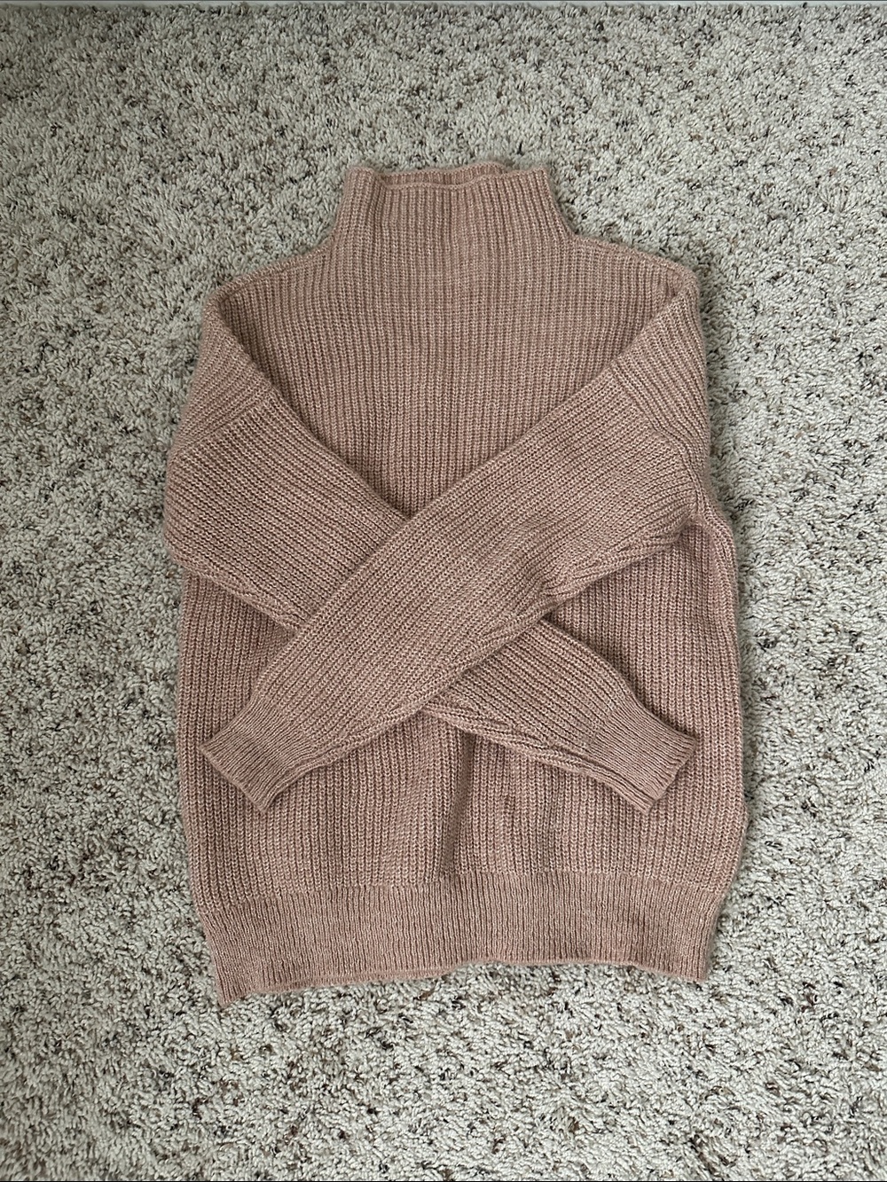 ASOS XS Cozy Mock Neck Ribbed Sweater - Dusty Rose